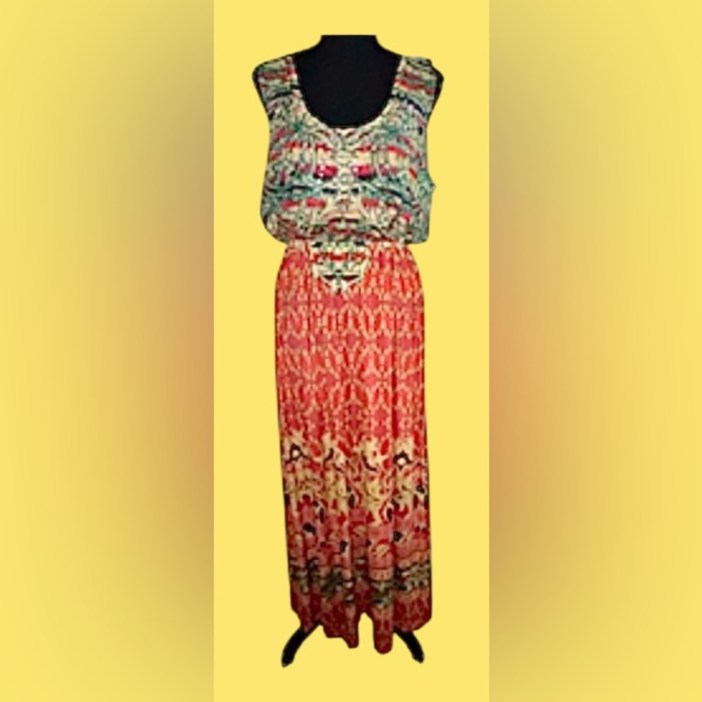 🧡STUNNING MAXI DRESS! STYLE & CO! VIBRANT SUMMER COLORS! BOHO! SUMMER!